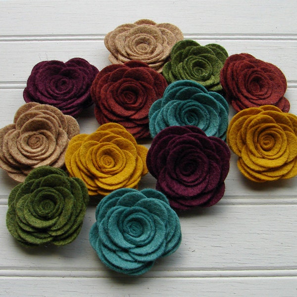 Wool Felt Flowers Etsy