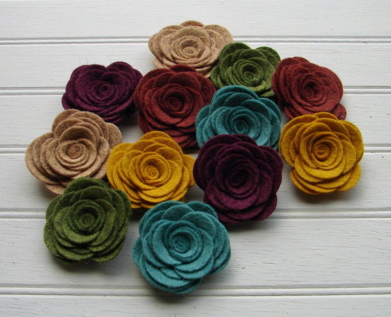 Wool Felt Flowers Large Posies in the Mother Earth Collection Etsy