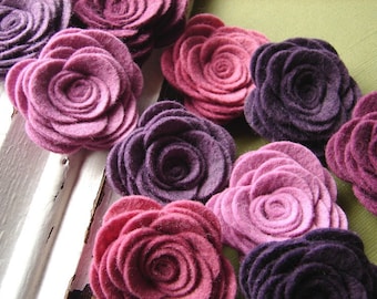 Wool Blend Felt Fabric Flowers - Large Posies - Vineyard Collection - Felt Flowers