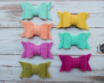 SMALL Chunky Wool Felt Bows - Color Love Collection - Set of 14