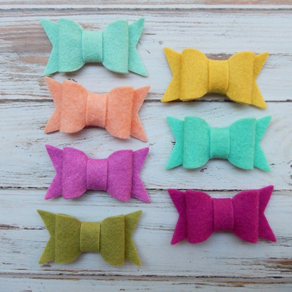 SMALL Chunky Wool Felt Bows - Color Love Collection - Set of 14