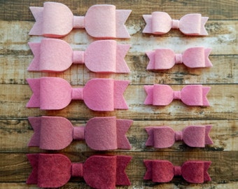 Wool Felt Bows - Pink Ombre - Set of 10 or Set of 20