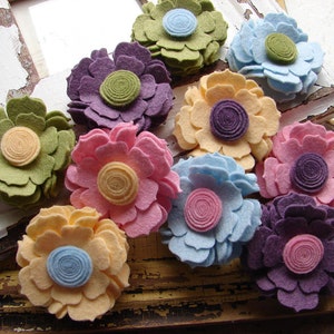 Wool Felt Flower Spring Time Collection Blossoms Dimensional Wool Felt Flowers image 3