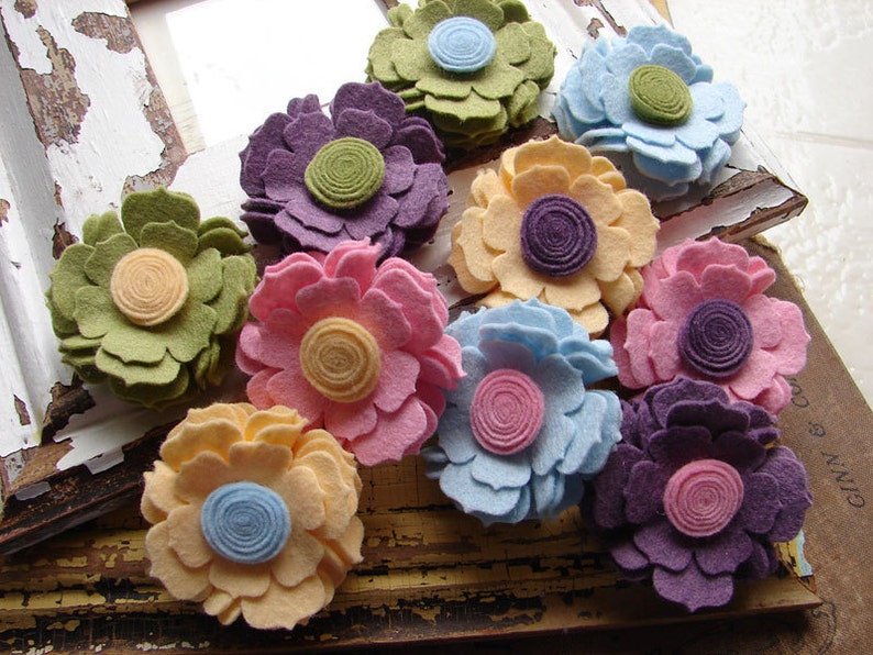 Wool Felt Flower Spring Time Collection Blossoms Dimensional Wool Felt Flowers image 3