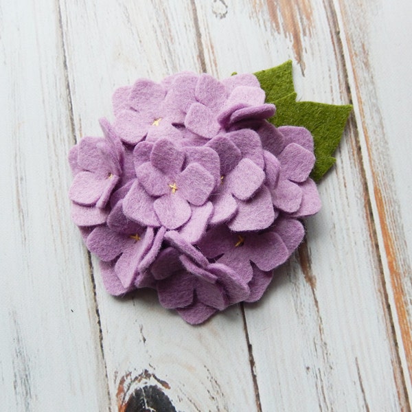 Wool Felt Fabric Flower - Hydrangea - Wisteria - Set of 2