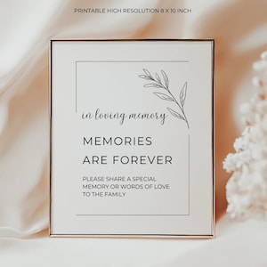 Memories Are Forever table sign | Please Share A Memory Or Words | Memorial Funeral Signs | Memory Guest book | Celebration of Love | 06-015