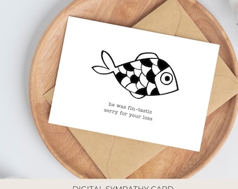 Lo sentimos por su pérdida / Tarjeta de condolencias por la pérdida de un pez / Pérdida de una mascota / Pérdida de un pez dorado / En memoria amorosa / Celebración de la vida / C441