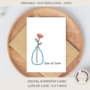 Rouwkaart 'Veel liefde' | Minimalistische condoleancekaart | In liefdevolle geheugenkaart | Digitale print Celebration of Life | 5 x 7 inch | C507