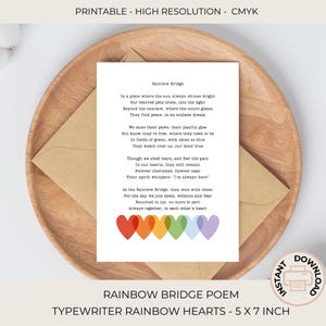 Machine à écrire Rainbow Bridge Poème | Carte de sympathie numérique pour animaux de compagnie | Cadeau de condoléances pour chien PDF | Carte La perte d'un chat, Pour un souvenir affectueux | imprimable | C416