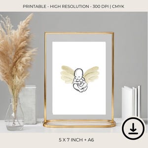 Carte de sympathie de bébé ange, commémoratif de perte de bébé, souvenir de fausse couche, art du souvenir, Sternenkind imprimable A6, miskraam aandenken, 99-011c