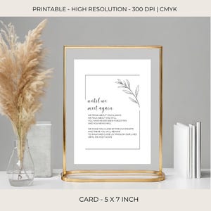 Poem for Funeral | Until We Meet Again table sign | Celebration of Life Funeral table Sign | Sympathy Card Poem | In loving Memory, 06-005c