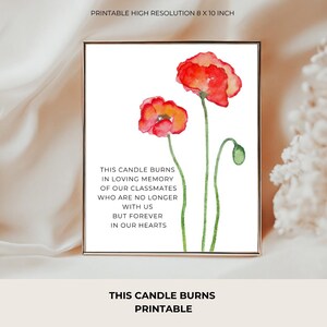 Herdenkingsbord klasreünie | Deze kaars brandt-poster | Herinneringsbord voor college | In liefdevolle herinnering | Viering van het leven | PDF downloaden 04-004