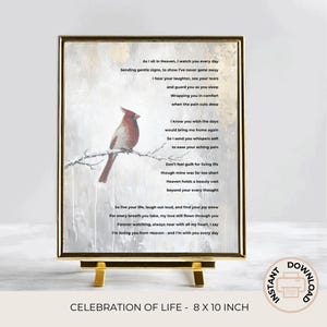 AMOR DESDE EL CIELO poema fúnebre / En memoria amorosa Cardenal impresión digital / regalo de duelo / celebración de la vida / descarga instantánea / 09-017