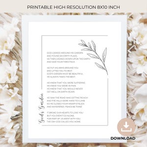 Gods Garden Funeral Table Poem | Grief poem | In Loving Memory | Celebration of life | Memorial Poem | Printable funeral | 06-029
