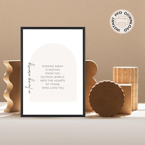 Afdruk van oprechte begrafenisgedicht | In Loving Memory decor, kaart Memorial Quotes, begrafenisposter, In Loving Memory, vieringen van het leven | 01-001