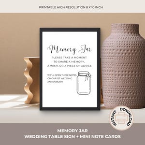 MEMORY JAR HUWELIJKStafelbord | minimalistisch bord voor bruiloftstafels | Viering van het leven | Alternatief gastenboek tafelbord | Afdrukbaar 11-001b