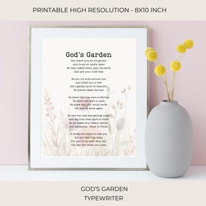 Gods Garden Funeral Poem | Printable Christian Sympathy Gift | Religious Memorial Art | In Loving Memory | Spiritual Remembrance | 00-029e