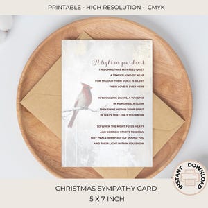 Carte de Noël pour ceux que l'on aime | poème attentionné et carte de sympathie | Téléchargement instantané | poème une lumière dans ton coeur | Cardinal 00-021c