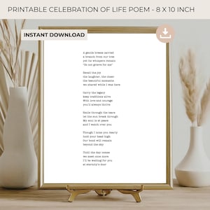 Celebration of Life Poem | in Loving Memory Poem Digital Print