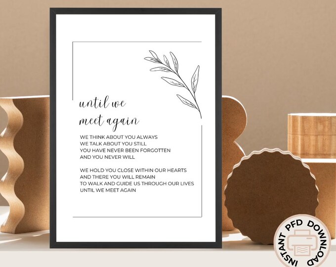 Funeral Poem Poster Celebration of Life Funeral Favor Sign Memorial