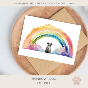 Beileidkarte Hund | Verlust von Hund | Verlust von Haustier | Regenbogen Beileid Karte | Sofortdownload | in liebevoller Erinnerung | Feier des Lebens | C425