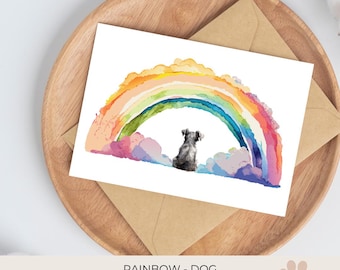 Sympathy card Dog  | Loss of Dog | Loss of Pet | rainbow condolence card | instant download | in loving memory | Celebration of Life | C425