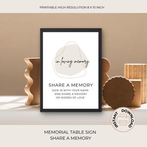 Share A Memory Or Words Of Love | Modern Minimalist Memorial Signs | Funeral Signs | Guest book Sign | Memory Table Sign | PDF 05-013