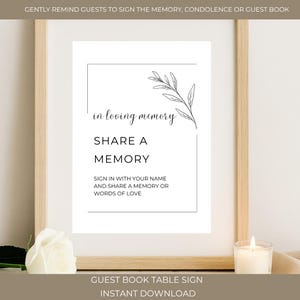Funeral Share A Memory Memorial Service | Funeral Guest Book Sign | Celebration of Life | Condolence book Sign | In Loving Memory, 06-013