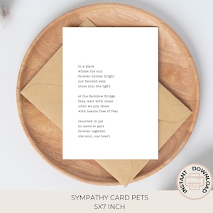 Tarjeta de condolencias para perro / Tarjeta de condolencias para gato / Poema del Puente Arcoíris / En memoria amorosa / Celebración de la vida / Pérdida de una mascota / Pérdida de un caballo / C414