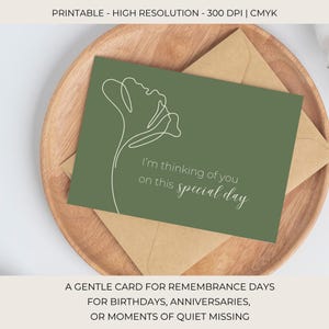 Remembrance Card Printable, Sympathy Card for Special Days, In Loving Memory on Birthday, Anniversary or Death Date, Thinking of You | C500