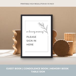 Please Sign in here Sign | Celebration of Life | Modern Minimalist Memorial Signs | Funeral Signs | Memory Guestbook Sign | 06-012