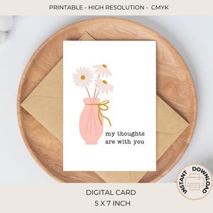 Carte de deuil Moderne | Mes pensées sont avec vous | Carte de sympathie minimaliste | En amour carte mémoire | Je pense à vous | 5 x 7 pouces, C510