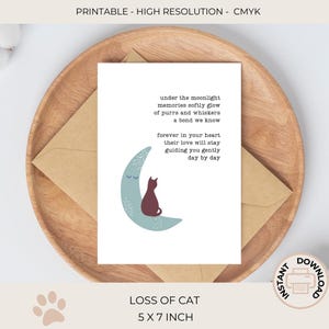 Carte de sympathie Chat | Perte du poème du chat | carte de condoléances chat | téléchargement immédiat | à la douce mémoire | Célébration de la vie chat | C431