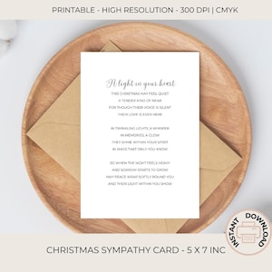 Carte de Noël pour ceux que l'on aime | poème attentionné et carte de sympathie | Téléchargement instantané | poème une lumière dans ton coeur | 00-021c