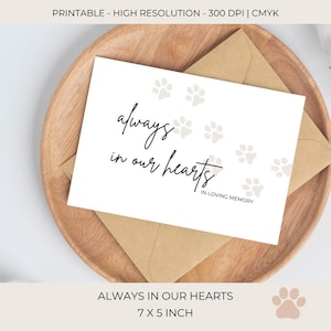Tarjeta reconfortante por la pérdida de una mascota / Tarjeta imprimible en memoria de un perro o un gato / Homenaje al Puente del Arcoíris / Por siempre en nuestros corazones / Mascota querida