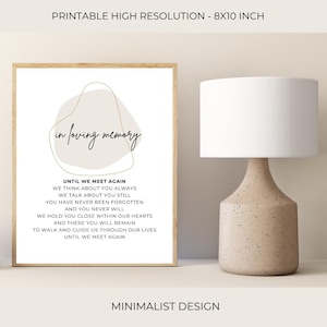WEDDING MEMORIAL POEM table sign | Poem for funeral | In loving memory | Until We Meet Again print | Celebration of Life | download | 05-005