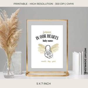 Stampa personalizzata Baby Angel / Grafica personalizzata per aborto spontaneo / Personalizzabile con nome e data del bambino / in amorevole ricordo / 99-012c