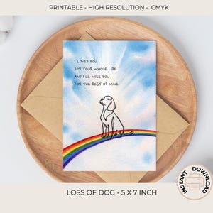 Rainbow Bridge Dog Sympathy Card | Pet Loss Memorial Print | Rainbow Bridge Quote | Loss Dog | In Loving Memory | Celebration of Life | C410
