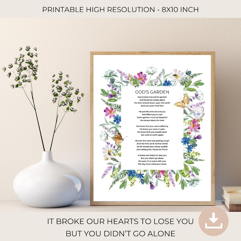 God's Garden Poem | Funeral Poem | Love From Heaven | in Loving Memory ...