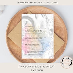 Poesia sul ponte arcobaleno Gatto / Biglietto di condoglianze per animali domestici digitale / Regalo di condoglianze per gatti PDF / Biglietto per la perdita di un gatto / In amorevole ricordo / stampabile / C447