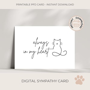 Carte de sympathie pour la perte de CAT | Pour un souvenir affectueux imprimable | Téléchargement instantané | Pont arc-en-ciel | Carte de visite | Condoléances | Toujours dans mon coeur