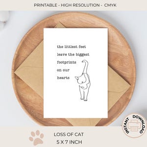 Carte de sympathie chat | Les plus petits pieds laissent les plus grandes empreintes | perte du chat | Chat pont arc-en-ciel | Perte d'un animal de compagnie | À la douce mémoire | C429