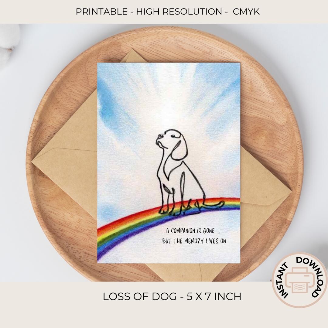 Rainbow Dog Digital Sympathy Card | Pet Loss Memorial Print | Sympathy ...