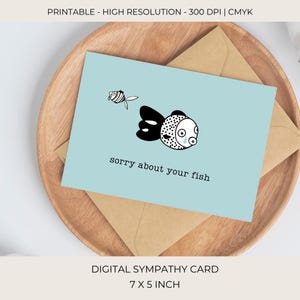 Carte de sympathie de poisson | Perte de poisson | Perte d'un animal de compagnie | Perte de poisson rouge | désolé votre poisson est mort | à la douce mémoire | Célébration de la vie | C438