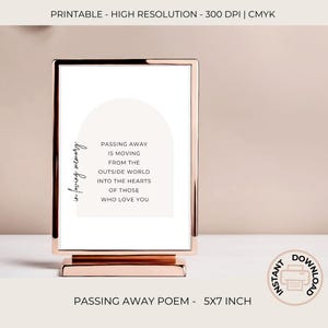 Tenero ricordo: stampa di poesia funebre per lutto / poesia funebre per la scomparsa / stampa in amorevole ricordo / celebrazione della vita / 01-001c