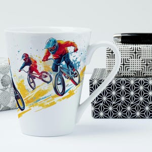 BMX Racing Latte Mug: Sports Fan Coffee Cup
