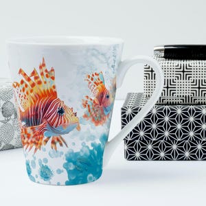 Lionfish Latte Mug - Ocean Wildlife Coffee Cup, Marine Life Tea Mug, Underwater Creature Drinkware, Aquatic Animal Ceramic Mug, Unique Gift