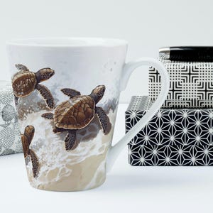 Baby Sea Turtles Latte Mug: Ocean Animal Coffee Cup (12oz)