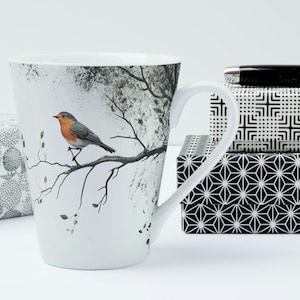 Robin Bird Coffee Mug: 12oz Ceramic Latte Cup