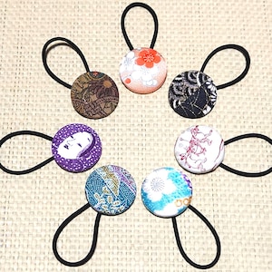 Button Hair Holder Kimono Silk, Hair Accessory, Silk or Polyester Upcycled Vintage Japanese Kimono Hairbands, Gift for Her